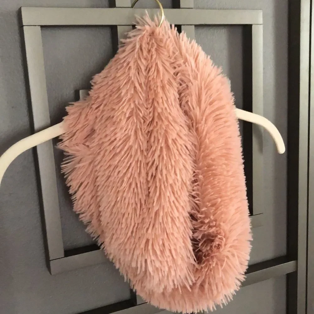 Blush soft faux fur Infinity scarf.